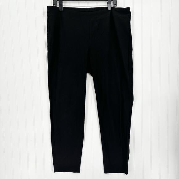 Eileen Fisher Pants XL Washable Crepe Slim Leg Black Minimalist Contemporary - Picture 1 of 13